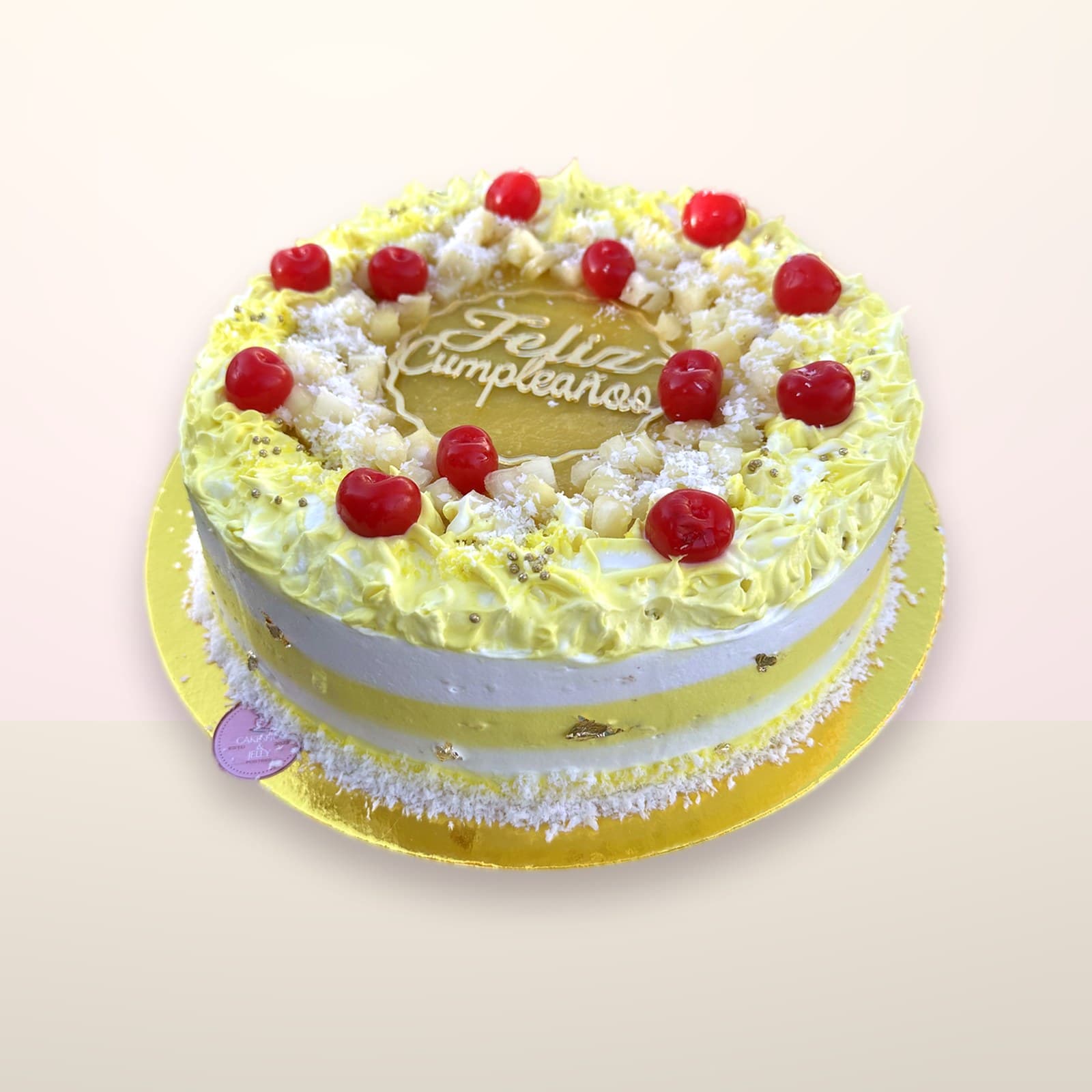 Torta decorada Crema con Frambuesas